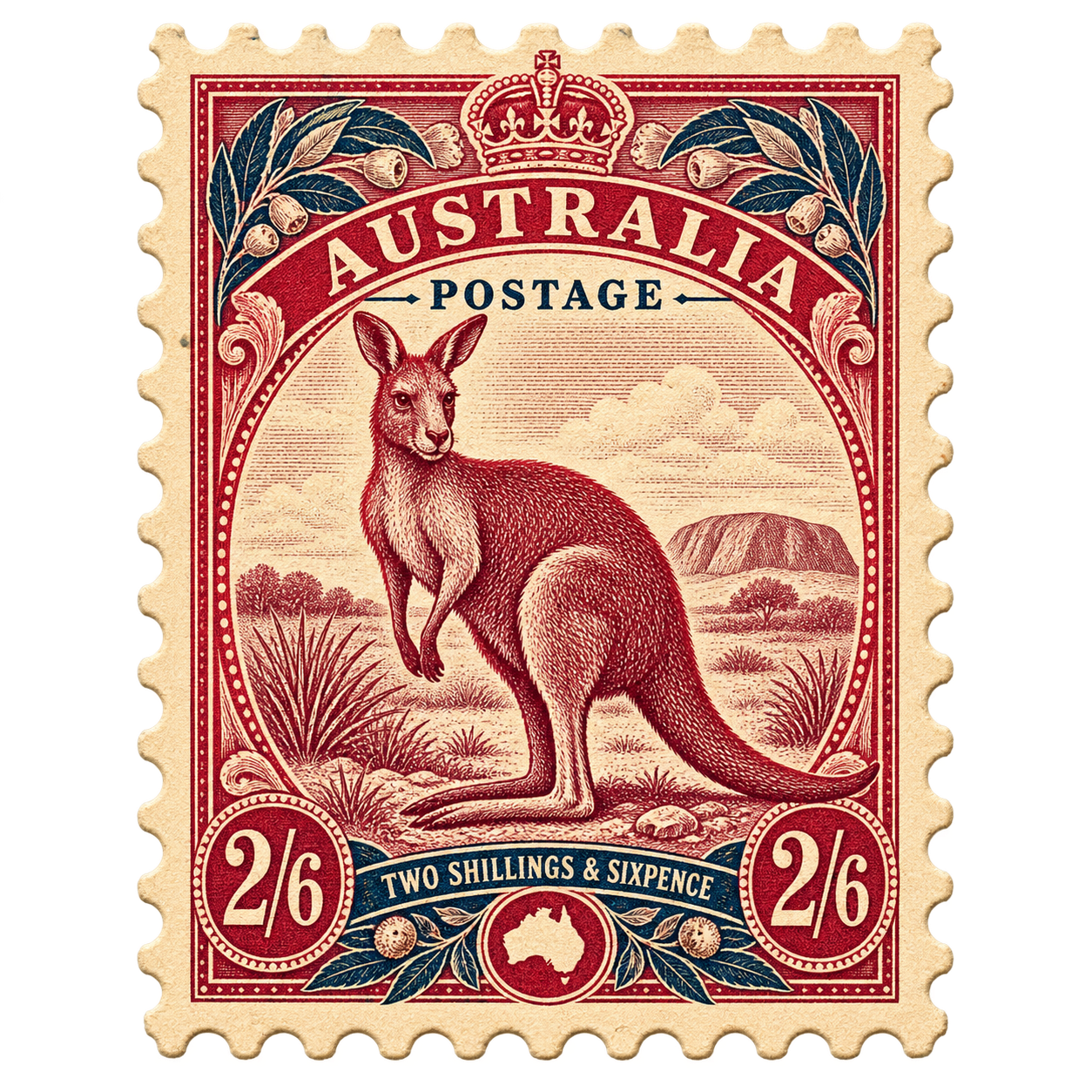 Vintage Australian kangaroo postage stamp